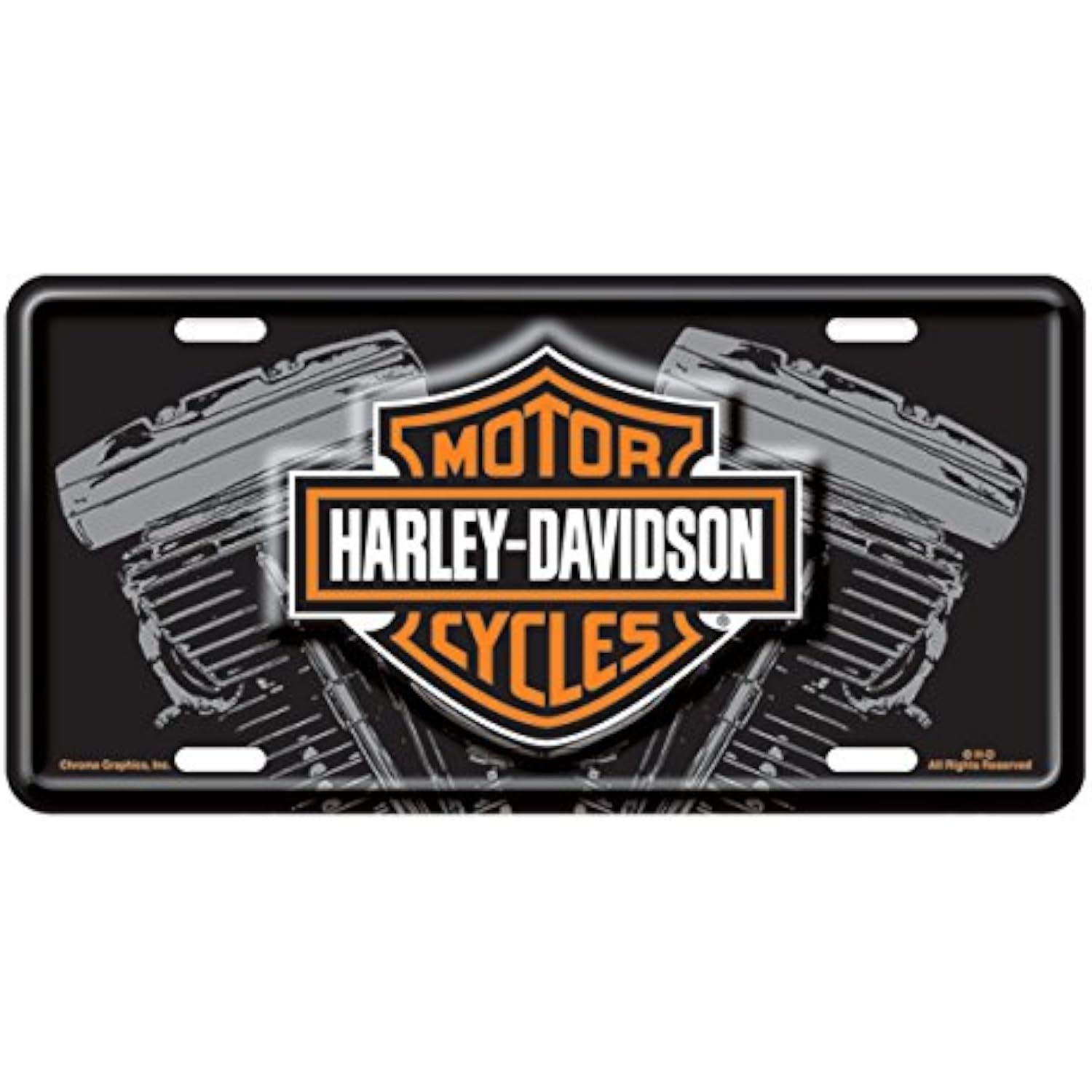 Harley-Davidson License Plate with Bar and Shield Logo Orange V